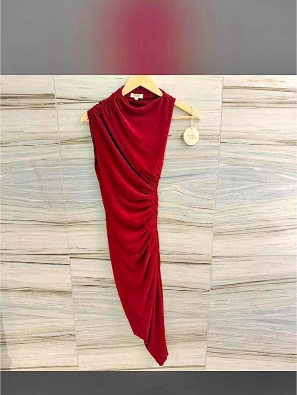 Camila Coelho Paulino Midi Dress Asymmetrical Midi Dress in Red XXS. Tags, worn